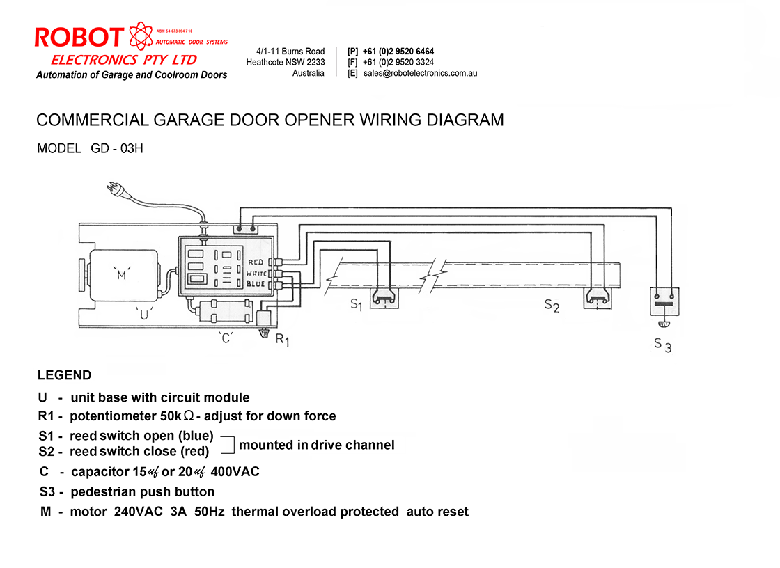 Commercial Garage Door Opener Model Gd-03h