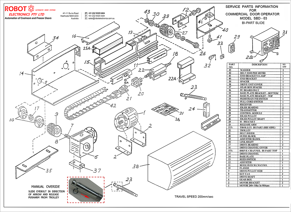 Spare Parts For Bi-Part Slide Coolroom and Freezer Door ... garage door opener sensor wiring diagram 